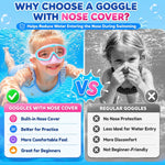Seago Kids Swim Goggles 2 Pack for 3-12, Anti-Fog Clear View,Toddler Goggles with Nose Cover Swimming Goggles