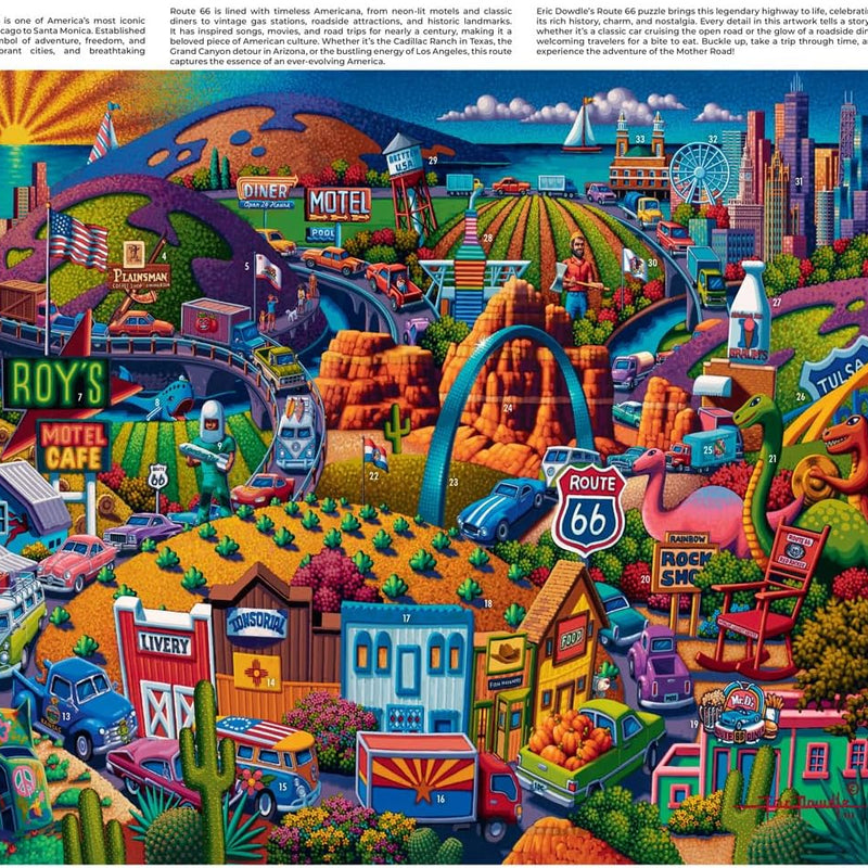 Buffalo Games Eric Dowdle Get Your Kicks on Route 66 Jigsaw Puzzle - 1000 Piece, Adult, 26.75 x 19.75 in - Puzzles for Adults - Includes Reference Poster - Relaxing Game Night Activity