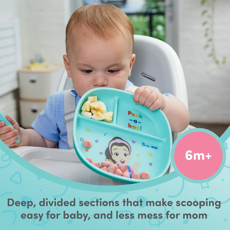NUK Ms Rachel Tableware Set, Toddler Plate and Bowl, and Toddle Utensils - Fork and Spoon, Kids Dining Set, BPA-Free, Dishwasher-Safe