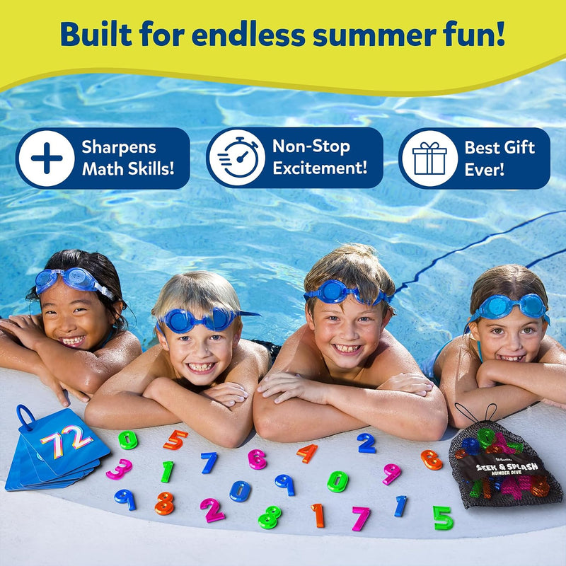 Skillmatics – Seek & Splash, Pool Dive Toys for Kids, Search & Find Game | Swimming Pool Number Dive Toy, Summer Fun & Gift for Boys & Girls Ages 6, 7, 8, 9, 10, 11 & Up, Includes 50 Colorful Gems