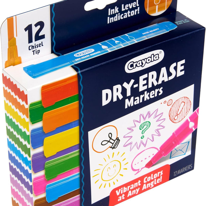 Crayola Take Note Dry Erase Markers for School (12ct) Teacher Classroom Supplies, Chisel Tip Whiteboard Markers, Must Haves
