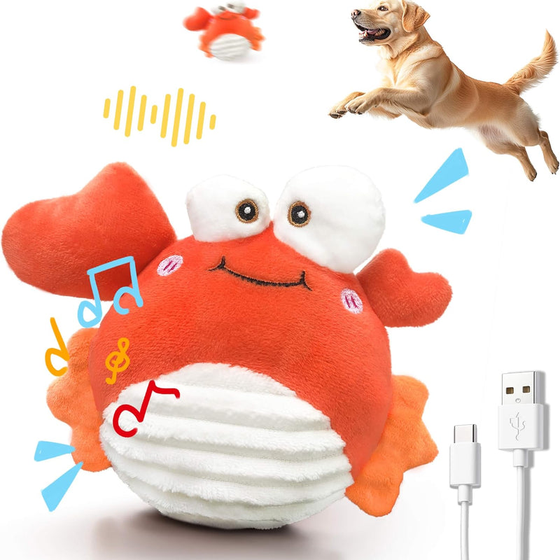 GUKCO Crab Interactive Dog Toys – Rechargeable Self-Play Toy with Motion-Activated Ball & Music Recording Modes for Small, Medium & Large Dogs, Moving Dog Toy to Keep Them Busy