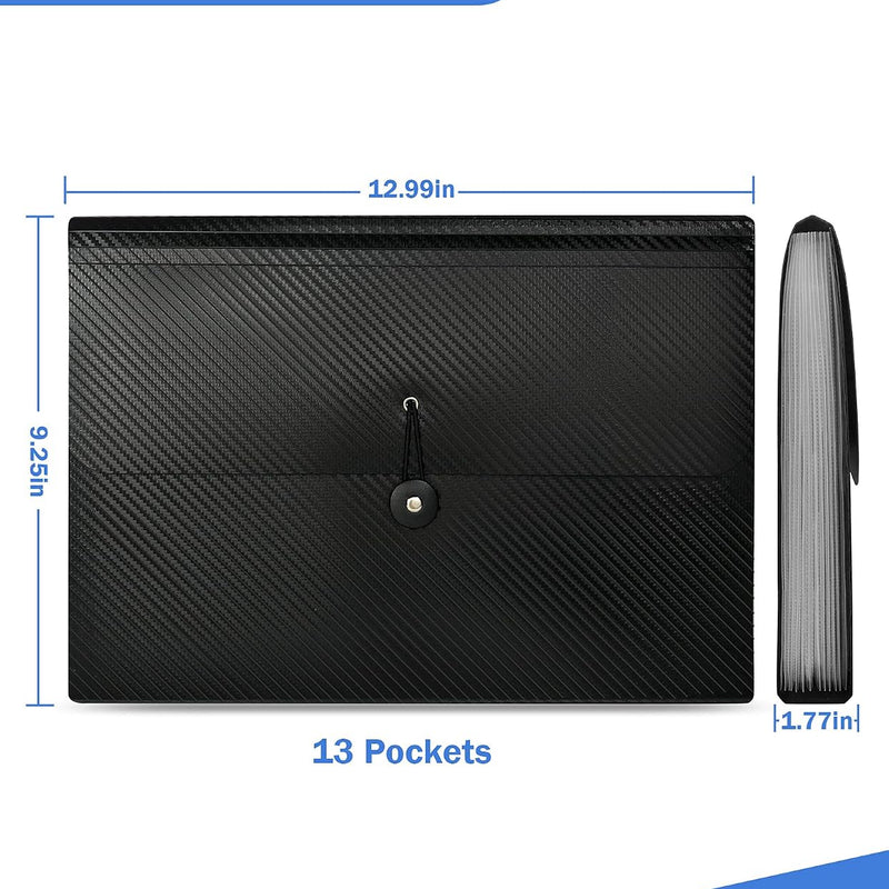 Expanding File Folder with Tabs, 13 Pockets File Organizer Accordion File Holder ，with Elastic Buckles Closure, A4 Paper Document Organizer for Home School Office