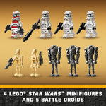 LEGO Star Wars Clone Trooper & Battle Droid Battle Pack, 4 Minifigures, 5 Figures, Speeder Bike, Gift for Kids Aged 7 and Up, 75372
