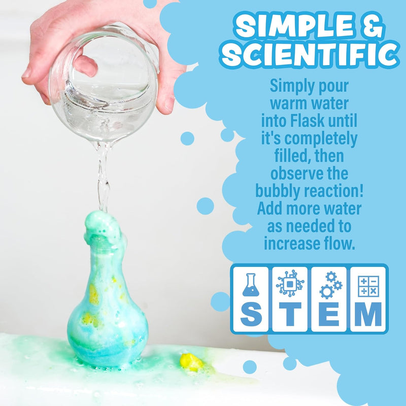 Tub Works Kids Nontoxic Bath Bomb Potions, Variety 6 Pack, Fizzes, Foams & Bubbles with Colorful Eruption, Interactive Bath Toys for Toddler Science Fun