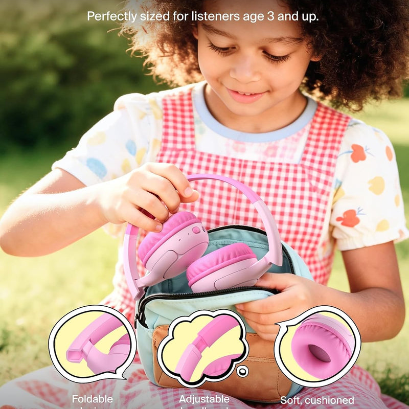 Belkin SoundForm Mini 2 Bluetooth Kids Headphones, On Ear, 55H Battery Life | Toddler headphones, 85dB Volume Limit, Built-in Mic, Wired Connection Option, iPad, Android Tablet, School, Travel
