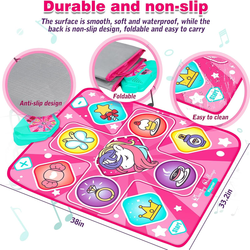 Dance Mat with LED Lights, Adjustable Volume, 5 Game Modes, Portable Music Dance Mat for Kids and Adults