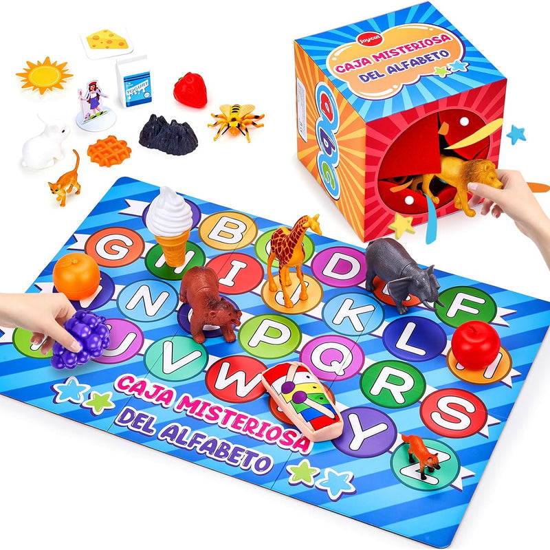 joycat mystery alphabet box for kids, 26 pcs letters sorting matching game activities