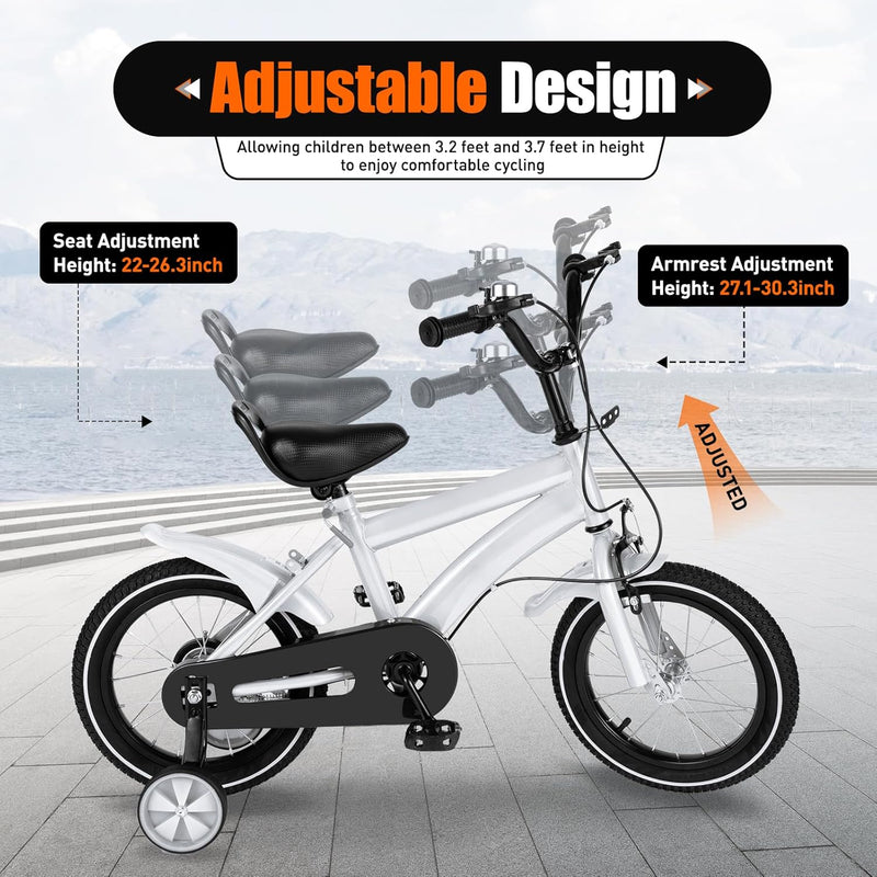14 Inch Kids Bike with Training Wheels, Compact and Lightweight Design for Ages 2-12