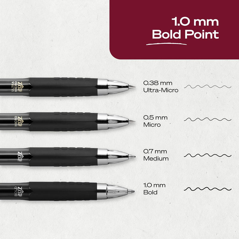 uniball™ 207 Gel Pens, Black Ink, 1.0mm Bold Point, Retractable, 12 Count, Smooth Writing, Fraud-Resistant, uni Super Ink™