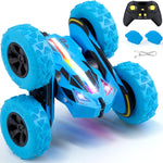 Threeking 4WD stunt RC car with soft lights, green, for kids ages 6-12, unique gift