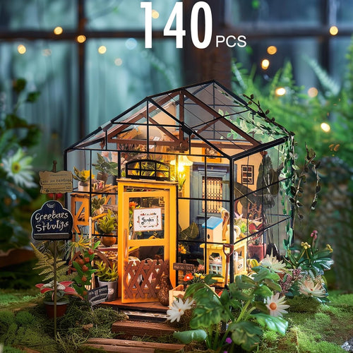 Rolife DIY Miniature Greenhouse Kit with Furniture for Adults, Halloween/Christmas Decorations - Cathy's Greenhouse