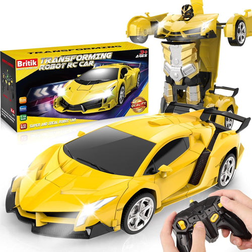 Transform Remote Control Car Toy for Kids 4-8, 2.4GHz RC Car with 360° Rotation and One-Key Transformation