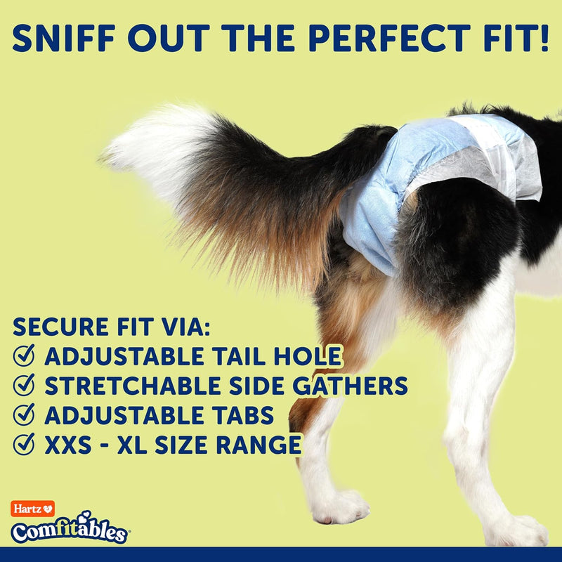 Hartz Disposable Dog Diapers, Size M 32 count, Comfortable & Secure Fit, Easy to Put On | Comfortable & Secure Fit, Easy to Put On, Super Absorbent, Breathable Material, Adjustable Tail Hole, Male & Female Diaper