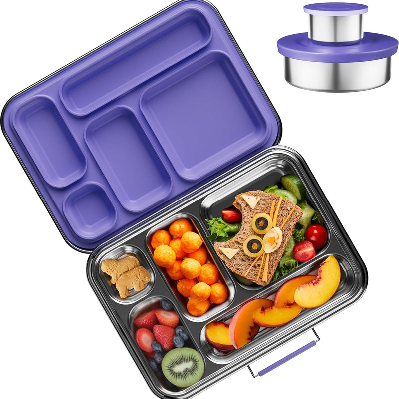 AOHEA Stainless Steel Bento Box Kids, Kids Metal Bento Lunch Box BPA Free Lunch Box Containers 304 Stainless Steel Bento Box for School and Office(Bule)