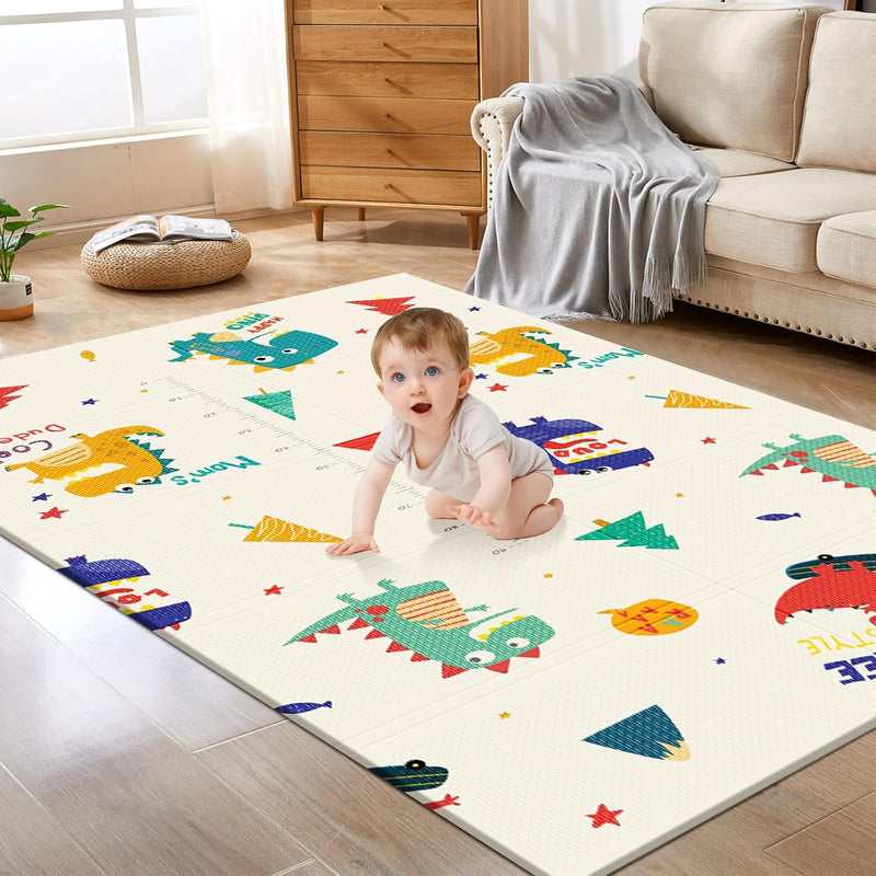 XVISHX Baby Play Mat, 50 x 50 Inch Play Mat Perfect for Use Baby Playpen, Foldable Baby Foam Playmat for Floor, Portable Waterproof Activity PlayMats for Babies, Infants and Toddlers