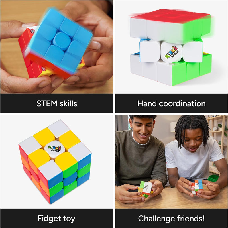 Rubik’s 3x3 Magnetic Speed Cube for Fast Solves and Brain Teasers, Ages 8 & Up, Speed Cubing Toy