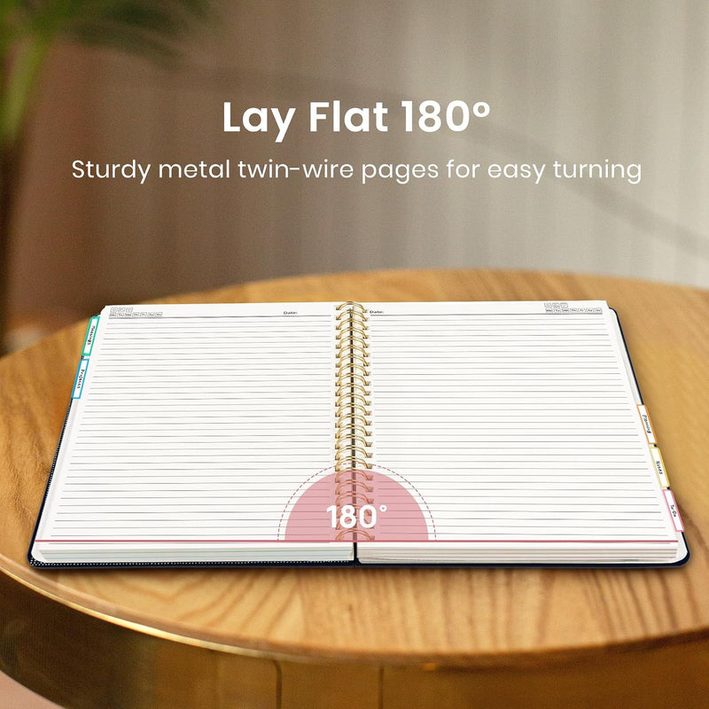 Large Lined Spiral Journal for Women Cute Hardcover 5 Subject Notebook for Work 8.5" x 11" with Removable Dividers & Tabs, College Ruled, 280 Pages Aesthetic Journal for Work, School & Note Taking, Garden of Whimsy