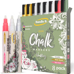 Bandle B. Chalk Markers - 8 Vibrant, Erasable, Non-Toxic, Water-Based, Reversible Tips. For Glass or Chalkboard Markers for Businesses, Restaurants, Liquid Drawing Chalk (Vibrant 6mm)