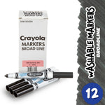 Crayola Washable Markers for Kids - Black (12ct), Bulk Broad Line Markers for School, Classroom Essentials, Teacher Classroom Must Haves for Elementary School