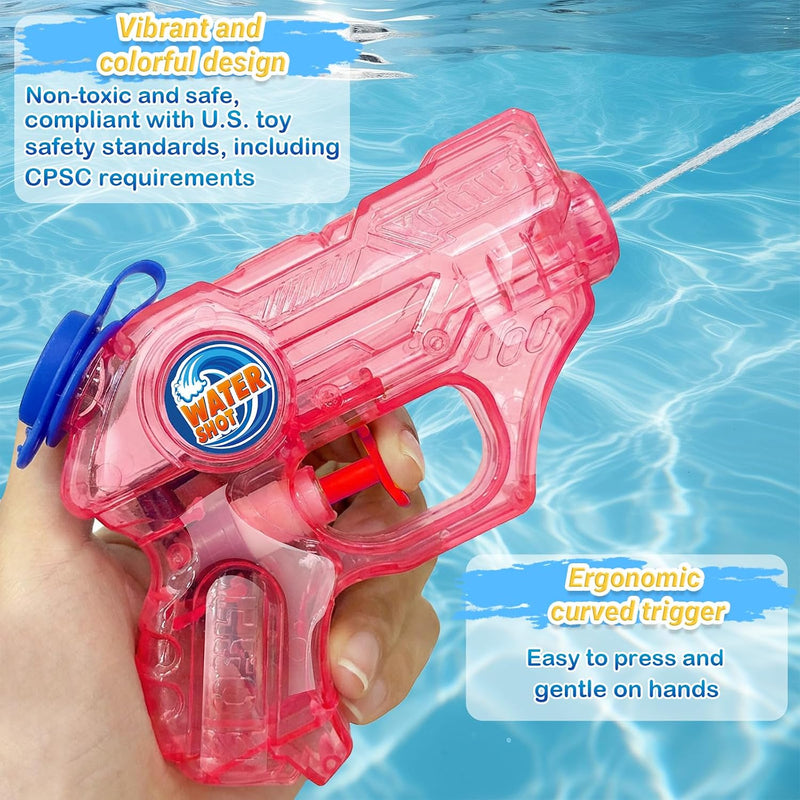 Mini Water Gun for Kids Toddler, 2 Pack Squirt Blasters Water Guns Toys | Small Soaker Pistol Super Squirts with Trigger for Boys Girls Summer Swimming Bath Pool Beach Outdoor Party Games Gift Toys