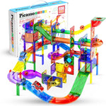 PicassoTiles 108pc Magnetic Marble Run Building Tiles STEM Learning Toy Preschool Construction Kit for Kids