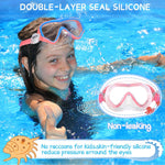 Water Space Kids Swimming Goggles Swim Mask with Nose Cover for Kids Youth 3-15, Anti-Shattered Lens UV Protection No-leak