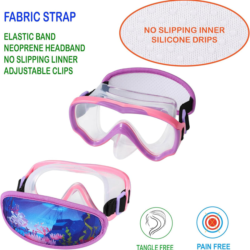Swim Goggles Kids 6-14, Diving Mask No Tangle Strap，Water Goggles Nose Cover for JR / Youth