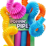 Bunmo Pop Tubes 4-pack Large - Non-Mouthable Fidget Toy for Creative Learning & Fine Motor Practice - Ages 3+