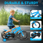 YIYIBYUS 14" Kids Bike, 14 Inch Children's Bicycle, Training Wheels, Adjustable Height, Dual Brake, Suitable for 3-6 Years Old