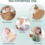 Muslin Swaddle Blankets for Newborn, 2 Pack Breathable Soft Receiving Blanket, Large 41 x 41 inches Swaddle Wrap Burping Clothes, Essentials Infant Shower Items. (Beige & Coffee)