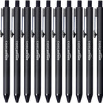 Amazon Basics Retractable Ballpoint Pens with Comfortable Grip for Smooth Writing, Black, Note-Taking, Office and School Supplies, 12-Pack