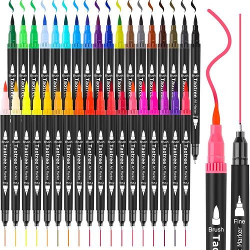 Taotree 36 Colors Dual Tip Art Markers Pens Set for Adult Coloring Books | Artist Fine & Brush Tip Coloring Markers Drawing Pens for Journaling Note Taking Lettering Calligraphy Craft Art Supplies Set