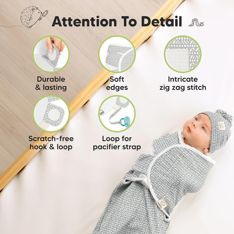 3pk Organic Swaddles for Newborns Girls, Boys & Hats (Nordic, 0-3M) | Soft Cotton Baby Sleep Sacks 0-3 Months, Breathable Baby Hats and Swaddles 0-3 Months, Newborn Essentials Must Haves