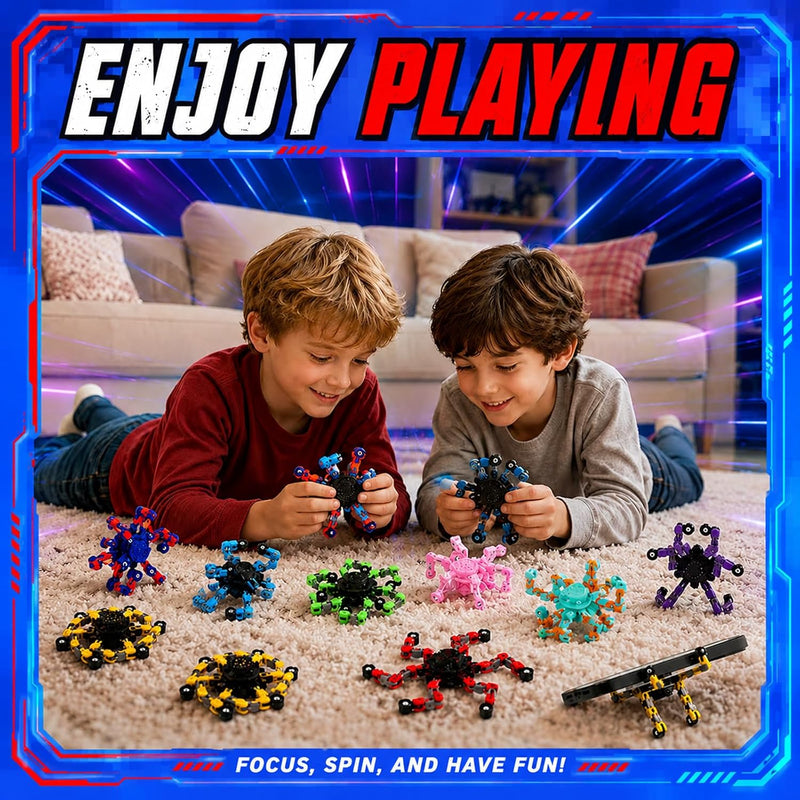 9PCS Transformable Fidget Spinners, Sensory Fidget Deformable Chain DIY Robot Spinner Sensory for Boys, Fidget Toys for Party Favors Travel Toys