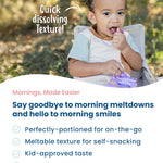 Amara Breakfast Oat Melts - Organic Toddler Snack - Single Serve Fiber-Packed Oat Bites with Real Fruit, No Added Sugar, Quick Dissolving, Strawberry - 12 Pack