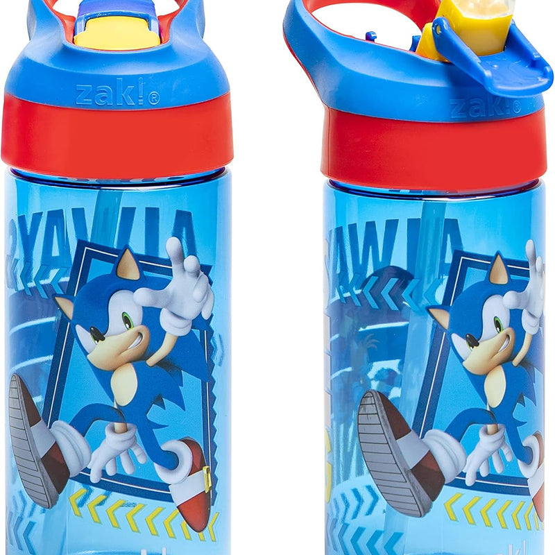 Zak Designs Minecraft Kids Water Bottle with Straw and Built in Carrying Loop Set, Made of Plastic, Leak-Proof Water Bottle Designs (Creeper/Pig, 16 oz, 2pc Set)