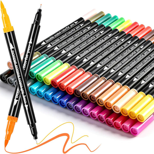 Coloring Markers, Dual Fine Tip And Brush Tip Markers Pens for Adult Coloring Book, 36 Colors Dual Marker Water-Based, Art Drawing Supplies Marker s Kit for Calligraphy, Illustrations, DIY Crafts
