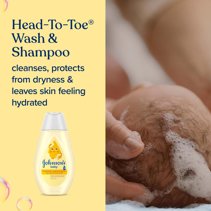 Johnson's Baby First Touch Baby Essentials Gift Set with Body Wash & Shampoo, Body Lotion, & Zinc Oxide Diaper Rash Paste for Baby's Delicate Skin, Hypoallergenic, No Added Parabens or Dyes, 3 Items