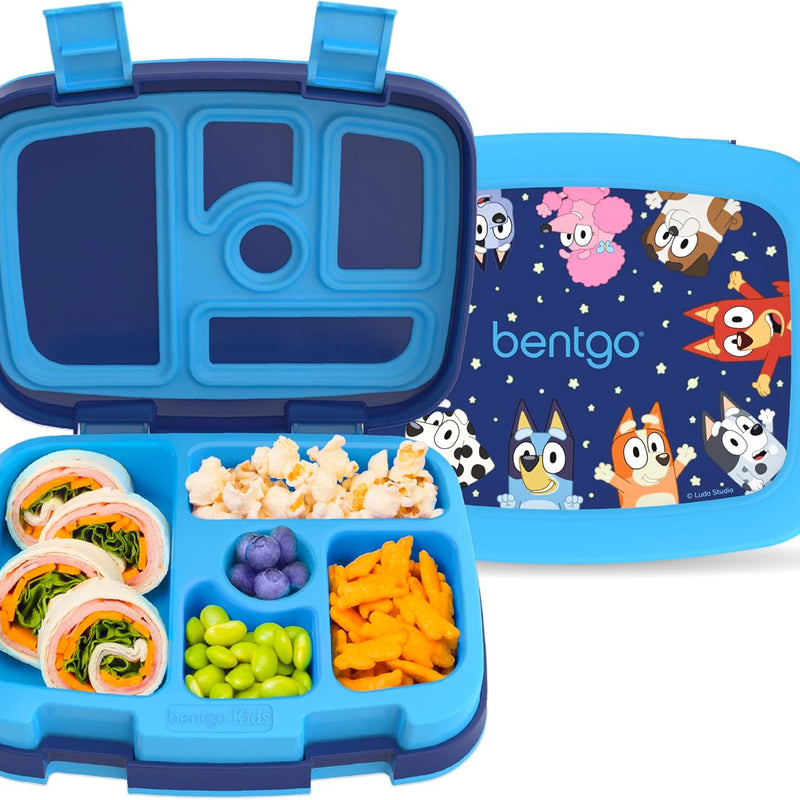 Bentgo + BLUEY Kids Prints Leak-Proof, 5-Compartment Bento-Style Kids Lunch Box - Ideal Portions for Ages 3-7, Durable, Drop-Proof, Dishwasher Safe, & PFAS & BPA-Free Materials (Hearts & Crafts)