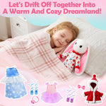 Ballerina Doll Stuffed Animals Girl Toys Age 3-8, Bunny Stuffed Animal, Ballet Dress Up Doll, Kids Pretend Play with 4 Set Clothes, Cape,Plush Bag 3 4 5 6 7 8 Year Old Girl Gifts Dance Recital Gifts