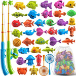 Niplooow Pool Fishing Toys Games for Kids Ages 3-8, Water Table Bathtub Toy with Inflatable Pool Pole Rod Net and Plastic Floating Fish