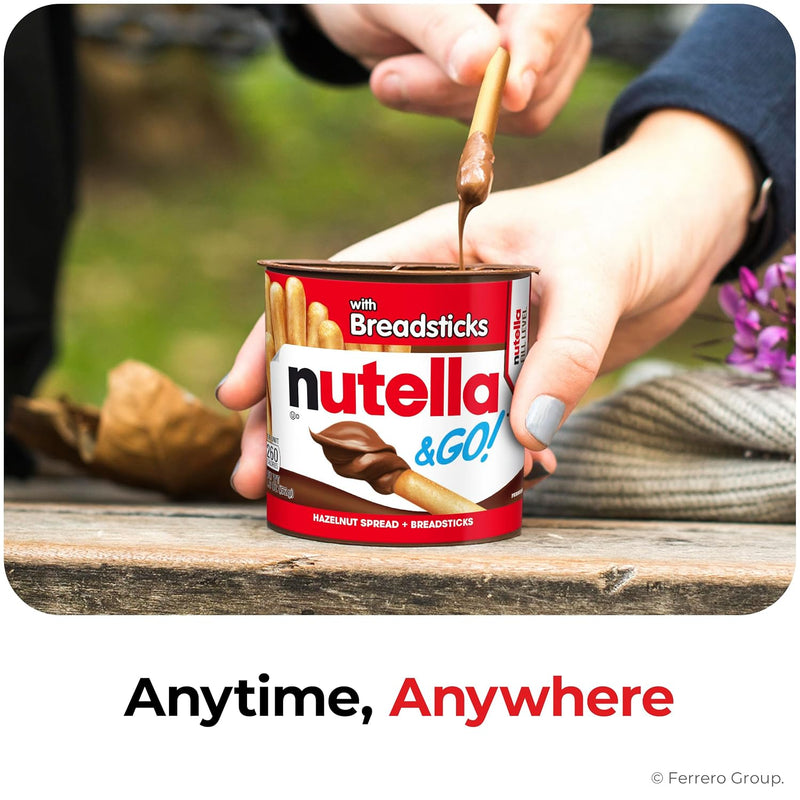 Nutella & GO! Chocolate Hazelnut Spread with Cocoa + Breadsticks, 10 Snack Packs, 1.8 oz Each