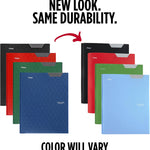 Five Star 2-Pocket Plastic Folder with Stay-Put Tabs and Prong Fasteners, Holds 8.5" x 11" Paper, Assorted Colors, 4 Pack (340300A)