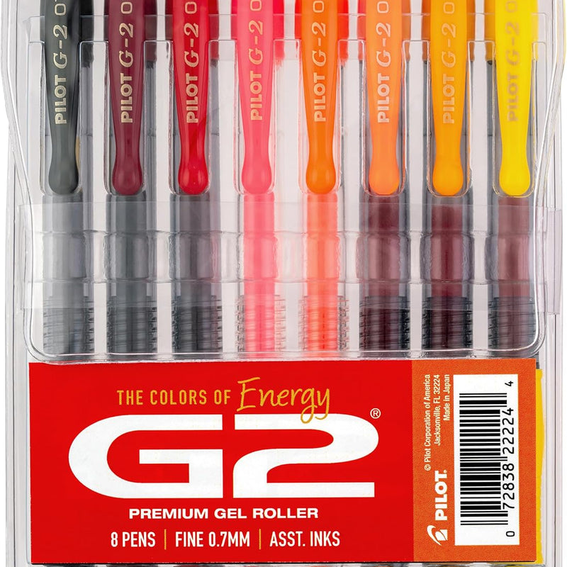 Pilot G2 Premium Gel Roller Pens, G2 Boost Pink Pens Pack, The Colors of Optimism, 8 Pack Pouch, Fine Point 0.7 mm, Assorted