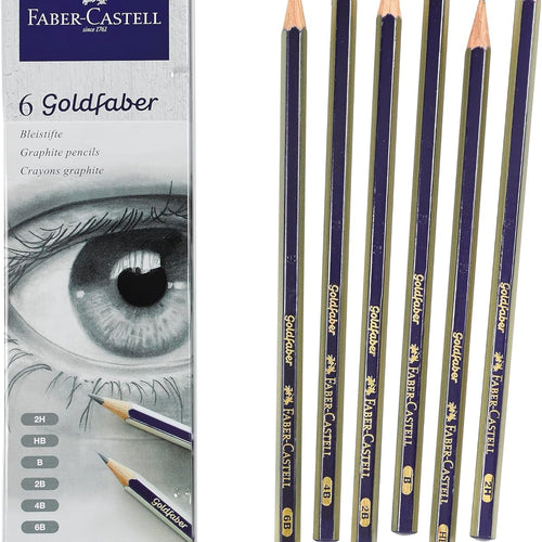 Faber-Castell Graphite Sketch Pencil Set - 6 Graphite Pencils (2H, HB, B, 2B, 4B, 6B), Drawing Pencils and Sketching Supplies