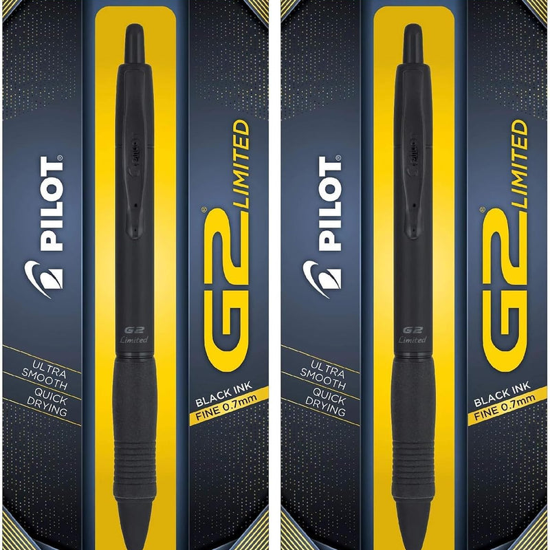 Pilot G2 Limited Refillable & Retractable Rolling Ball Gel Pen, Fine Point, Matte Black Barrel, 0.7 mm, Black Ink, Single Pen