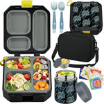 wiwens Bento Lunch Box for Kids with 12oz Soup Thermo Leak-Proof Lunch Food Container with 5 Compartment Thermo Hot Food Jar and Insulated Lunch Bag for Kid Toddler Girls Boys to School