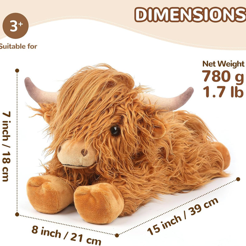 Highland Cow Stuffed Animals, Microwavable Stuffed Animals Heating Pad for Cramps, Pain Stress Relief, Heatable & Coolable Lavender Scented Cow Plush Toy for Anxiety, Women Kid Bedtime Highland Cattle