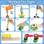 Educational Montessori Tool Set for 3-5 Year Old Boys and Girls, 44 Pcs Wooden STEM Toys with Drill and Apron